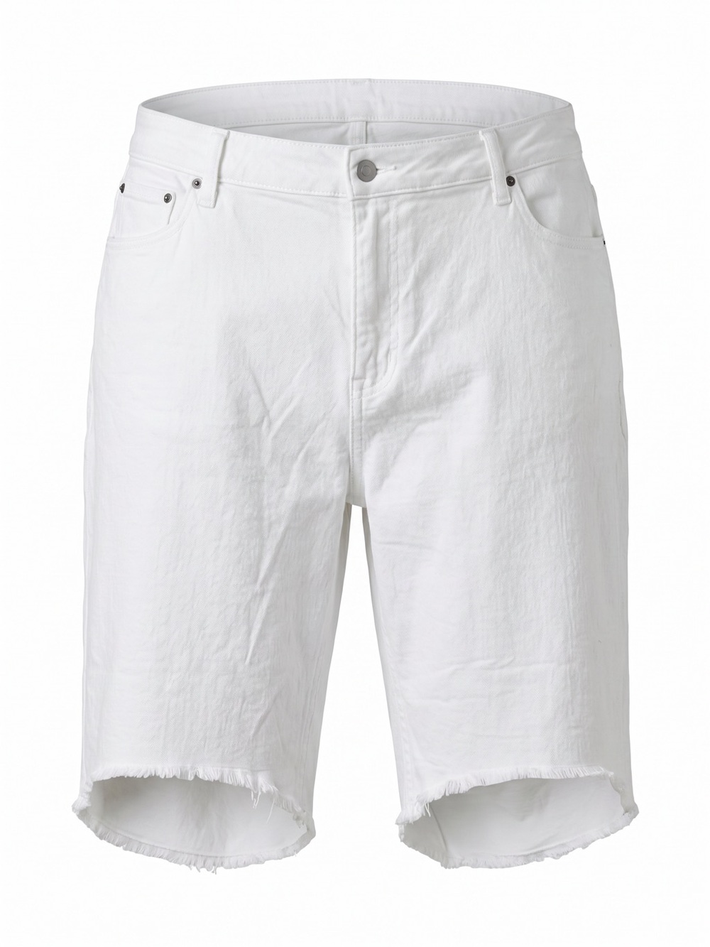Women's White Denim Cutoff Shorts — Raw Hem Casual Style